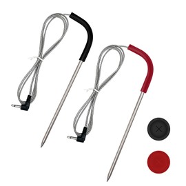 LESYAO 2-Pack Meat Probe Replacement for Pit Boss Pellet Grills and Smokers, 3.5mm Plug Waterproof Thermometer Probes with 2 Pack Probe Grommets