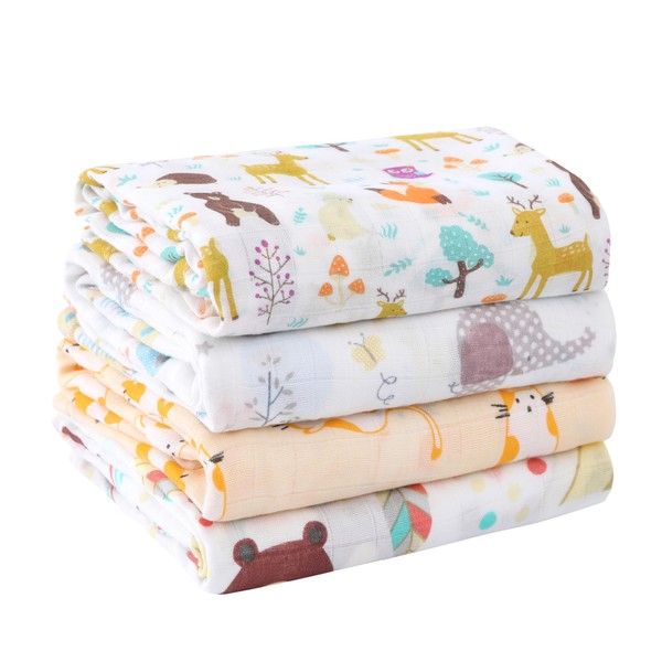 Artis Lanai Muslin Swaddle Blankets: Premium 4-Pack Baby Wraps for