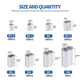 Glarks 315-Pieces 8 Sizes Aluminum Crimping Loop Sleeve Double Barrel Ferrule for Wire Rope and Cable Line End Assortment Kit - M1.2-M6