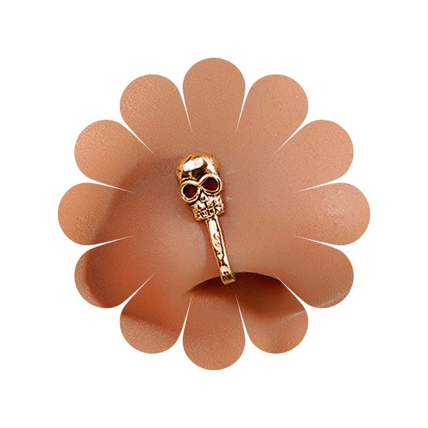 Inateannal Skull Nose Ring Skull Nose Ring Clip On Golden