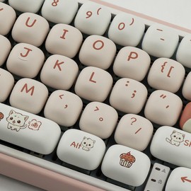 PBT Keycaps 147 Keys MOG Profile Keycaps, Dessert Cat Keycaps Dye Sublimation Pink Cute Keycaps Custom Keycaps for Cherry Gateron MX Swithes Mechanical Keyboards