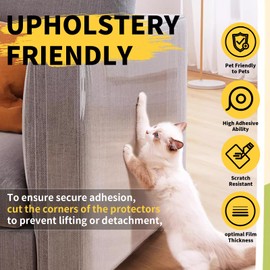 Kiluiu Cat Scratch Protector, Cat Scratcher, Self-Adhesive One-Sided Sofa Guard, Cat Scratcher, Suitable for Sofas, Doors, Transparent Sofa Protector, Cat Scratch Tape Shield (Transparent) (30x500cm)