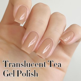 Double Rhythm 0.50 OZ Translucent Gel Polish Same Color Same Bottle Sheer Neutral Natural Milky 15 ML Jelly UV Nail Polish Art DIY at Home (Translucent Tea-A1496)