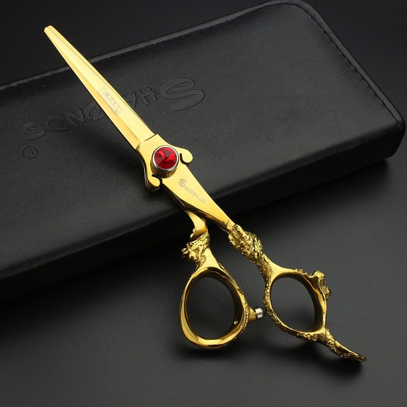 Golden Barber Scissors Hair Sparse Scissors Set and Hair Scissors