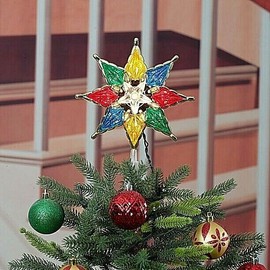 holidaytime NEW HOLIDAY TIME 8'' STAR  WHITE LIGHTS .MULTI PANELS CHRISTMAS Tree Topper
