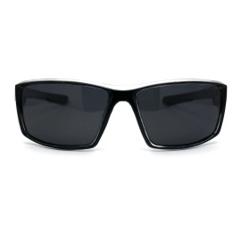 Nitrogen Polarized 90s Sport Rectangle Light Weight Plastic Sunglasses - Black Clear Black