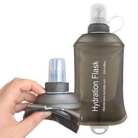 SHELEMB 250ml Soft Flask, Soft Water Bottle for Hydration Packs, Running, Hiking, Cycling and Climbing - Gray