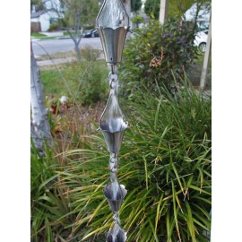 Green Heron Company Flower Cups Stainless Steel Rain Chain
