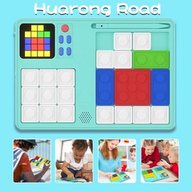 Tablet Slide Puzzle Game & Kids Drawing Writing Tablet, Toddler Writing Tablet LCD Drawing Tablet for Kids Drawing Game Toys for 4-8 Year Old Boys Girl 500+ Challenges Drawing Pad Travel Game (Blue)