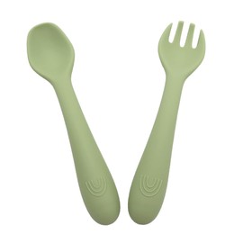 cubiertos de silicón para bebes cua cua baby (verde)