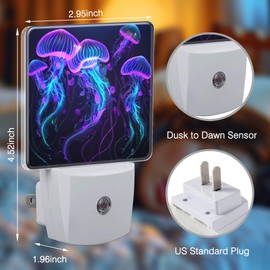 aiwesonec Jellyfishes Night Lights Plug into Wall for Girls Boys Room, Night Lights LED Lamp with Dusk to Dawn Sensor Nightlight for Bedroom Kitchen Bathroom Hallway Home Wall Decor