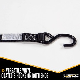 US Cargo Control 1 Inch X 6 Foot Motorcycle Cam Buckle Strap with S-Hooks, Secure Motorcycles, Dirt Bikes, ATVs, Snowmobiles, and More, Works Great with L Track Systems, 4 Pack