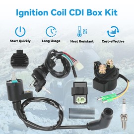 EOPOAYI Recon 250 Ignition Coil Switch Starter Solenoid Relay Kit Compatible with TRX250 Fourtrax 200 ATV TRX250EX TRX250TM TRX250TE 1997-2021 Quad 4 Wheeler Parts with Voltage Regulator CDI Box