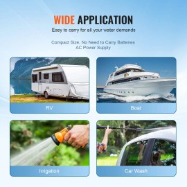 110V 3.3GPM 45PSI RV Fresh Water Diaphragm Pump 3-Chamber Self Priming Sprayer Adjustable Pressure Marine PumpsMaximum Flow Rate: 3.3 GPM