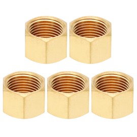 PATIKIL 3/8" NPT Female Brass Pipe Fitting Cap, 5Pcs Outer Hex Thread Socket Plug Ends Sealing Cap Stop Valve Connector for Faucets Tap Irrigation System