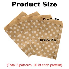 Mwrenqei 50 PCS Brown Kraft Paper Bags 5 x 7 Inch Small Paper Treat Bags Flat Party Favor Bags Snack Bags Gift Bags for Candy Cookie Popcorn Sandwich Business Party Wedding Birthday Festival