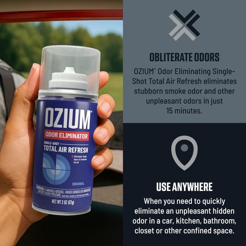OZIUM Air Freshener Odor Eliminator, 2oz Single Shot Total Air