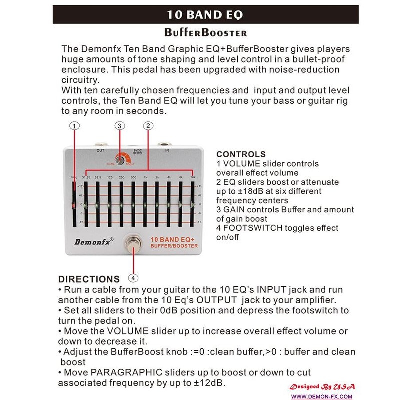 Demon FX 10 BAND EQ + Buffer or Boost Adjust