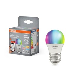 OSRAM SMART+ LED Lamp P40 RGBW E27, Mini Ball Shape, WLAN Enabled, Controllable with App, Compatible with Matter, Alexa, Google Assistant