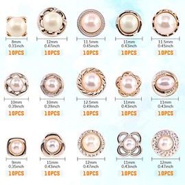 Botones surtidos de perlas de resina blanca de 150 piezas, 8 mm, 10 mm, 11 mm, botón de costura clásico vienen con estuche de almacenamiento para manualidades, ropa, vestido de boda y