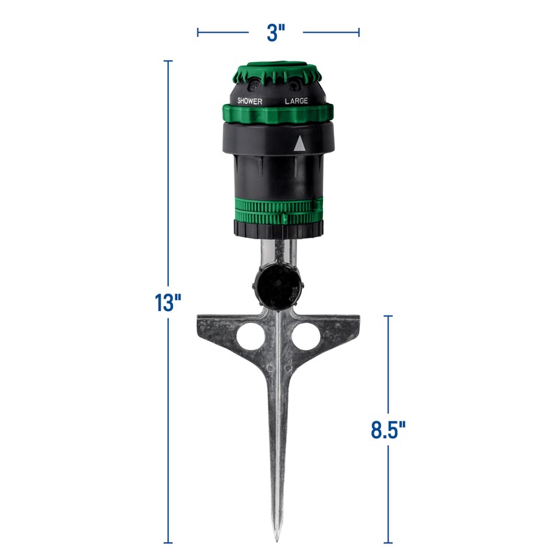 Orbit 58573N H2O-Six Gear-Drive Sprinkler on Metal T-Spike