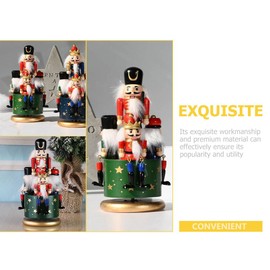 Cabilock Christmas Nutcracker Music Box Wooden Nutcracker Soldier Puppet Figures Ornament Traditional Wood Wind up Musical Box Clockwork Craft Decor for Home Office Accents Decor, Green