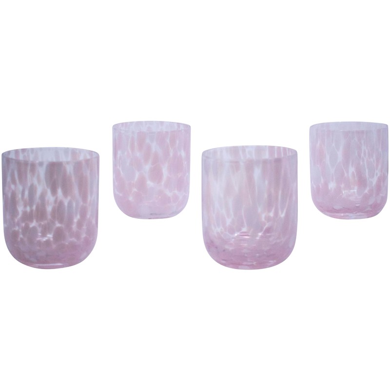 Stephanie Imports Set of 4 Handcrafted Double Old-Fashioned Confetti Drinking