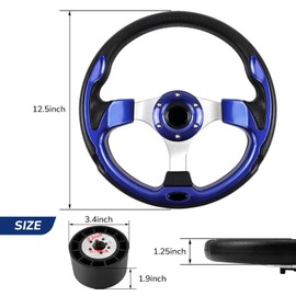 QYMOPAY 12.5inch Boat Steering Wheel, 3/4 Inch Axle Marine Steering Wheel Adapter, Anti-Slip Carbon Fiber for Boats, Yachts, Pontoon Boats Blue