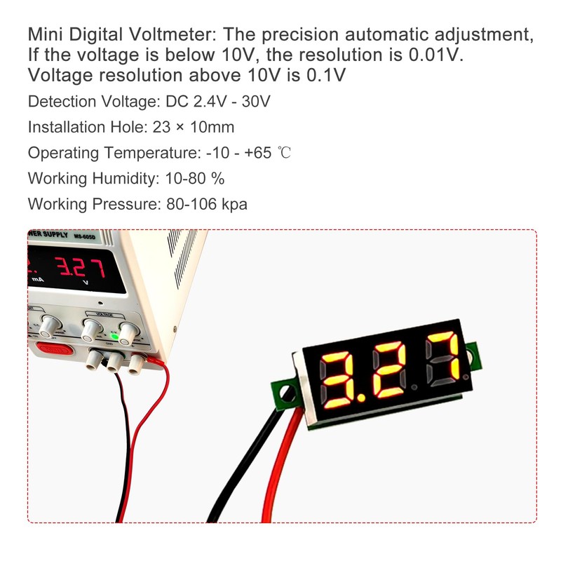 YIXISI 5 PCS DC 2.4-30V Gauge Tester 0.28", 2 Wires