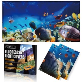 ANGSYLTH 2 Pcs Fluorescent Light Covers - 4 x 2 Feet Light Covers for Ceiling lights Classroom, Magnetic Light Filters for Office, Hospitals, Home., Underwater World