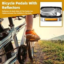 Bicycle Pedals, Bicycle Pedals with Reflective Strips, Aluminium Alloy Bicycle Pedals Set, Industrial Ball Bearings, 9/16 Inch Pedals for Road Bike, MTB, BMX, E-Bike