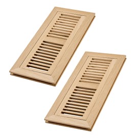 2 Pcs Pack Hardwood White Oak Floor Register, Flush Mount Vent, 4x12 Inch, No Damper, Unfinished