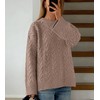 Okiwam Women's Oversized Sweaters Crewneck Cable Knit Pullover Casual Loose