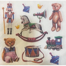 Decoupage Paper Napkins - Christmas Vintage Toys Pack of 20 Luncheon Servilletas
