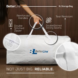Extra Large Storage Bag - Heavy Duty 45x22x16 Inches Huge Tote Duffel with Max Load of 100 lbs. (45kg) - Tear-resistant & Water-resistant Polypropylene Woven Cloth, With Zippers