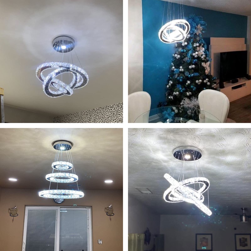 Dixun LED Chandeliers Modern Ceiling Light Fixture 3 Rings Adjustable