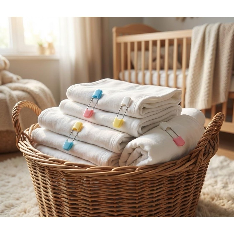 SPHTOEO 50PCS Baby Safety Pins 2.2'', Stainless Steel Cloth Diaper