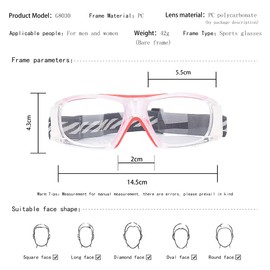 SooGree Sport Goggles Basketball Soccer Football Sports Protective Eyewear Goggles Eye Safety Glasses Men Women Racquetball Goggles Lens Replaceable (Transparent Frame Red Pad)