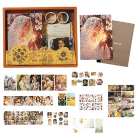 Cullevo Retro Scrapbooking Kit – Old Time Dream Edition, 124 PCS Vintage Scrapbook Supplies with Washi Tape, Floral Stickers, A6 Grid Notebook for DIY Bullet Journaling & Planner Crafts Gift