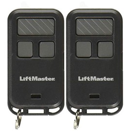 890max Mini Key Chain Garage Door Opener Remote, 2.5" Long x 1.25" Wide x 1/2" Thick, Black with Gray Buttons Pack of 2
