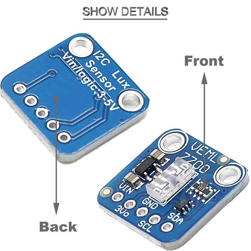 Youmile 2 pcs Ambient Light Sensor VEML7700 3.3V-5V Lux Sensor