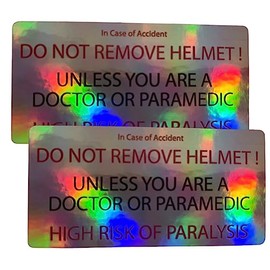 Set of 2 Caution Do Not Remove Helmet Sticker Decal Warning Reflective Safety