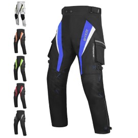 BYKR BYKR Motorcycle Pants for Men and Women Armored Cordura Overpants Enduro ATV Dual Sports Motocross Cargo Work Touring Adventure Pants All Weather Protection with Hi Viz Safety Waterproof (Blue 30X34)