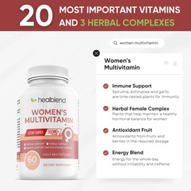 Women's Multivitamin with Biotin (Without Iron) - 20 Essential Vitamins and Minerals, Supports General Health, Energy & Immunity - 60 Capsules (2)