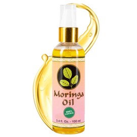 Moringa Oil 3.4 oz – Natural Face, Hair & Body Oil, 100% Pure, Cold-Pressed & Unrefined Moringa Seed Oil, Gluten-Free, Non-GMO, Vegan (100 ml)