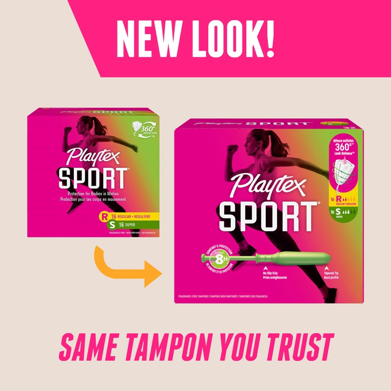 Playtex Sport Tampons Multipack (24ct Regular/24ct Super), Fragrance-Free - 48ct