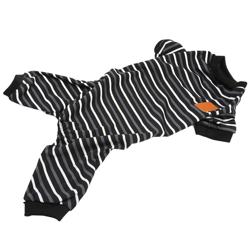 Dog Pajamas Warm 4 Legged High Collar Soft Stretchy Striped