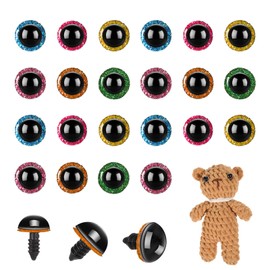 120 PCS Crochet Eyes for Animals, 3D Glitter 12mm Crochet Safety Eyes for Amigurumi with Washers, Stuffed Animal Eye Colored Amigurumi Eye for DIY of Puppet Plush Stuffed Animals