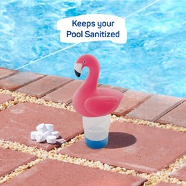 Floating Flamingo Shape Chlorine Dispenser for Pools Fits 3" Tablets - Pool Chlorine Floater with Adjustable Flow Vents Balanced Chemical Dispenser [3 Tablet Capacity] 7" Diameter Floater