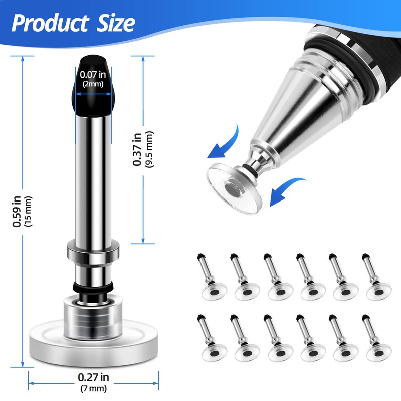 Stylus tips Replacement tips only [12 Pack] Passive stylus Pen